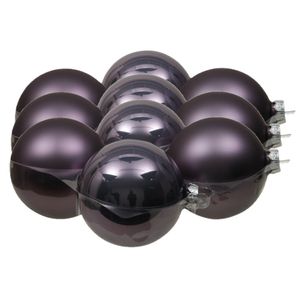 12x stuks glazen kerstballen lila paars 10 cm mat/glans