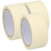 Afplaktape/schilderstape - 3x - wit - 48mm x 25m - voor binnen/buiten