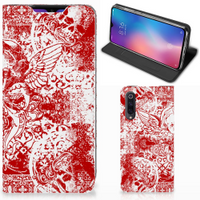 Mobiel BookCase Xiaomi Mi 9 Angel Skull Rood - thumbnail