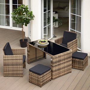 tectake -zitgroep Palermo-Wicker meubelset- gezellige zitgroep met functioneel design-natuur - 403563