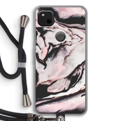 Roze stroom: Pixel 4a Transparant Hoesje met koord