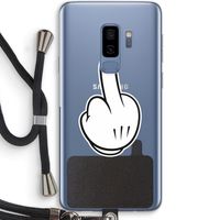 Middle finger white: Samsung Galaxy S9 Plus Transparant Hoesje met koord