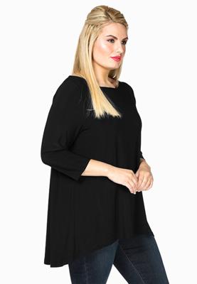 Yoek Wijd shirt met plooi | Zwart | Maat L