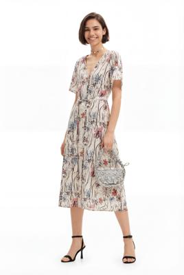 Wikkeljurk bloemen - WHITE - XS