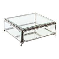 Doos-Juwelenkistje DKD Home Decor Transparant Zilverkleurig Metaal Kristal 25 x 21 x 10 cm