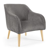 Kave Home Bobly fauteuil donkergrijze chenille - thumbnail