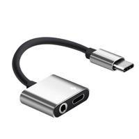 USB-C/type-C tot 3 5 mm AUX + USB-C/type C oortelefoon adapter lader audio kabel voor Mi 8 Lite a2 (L1130) (zilver)