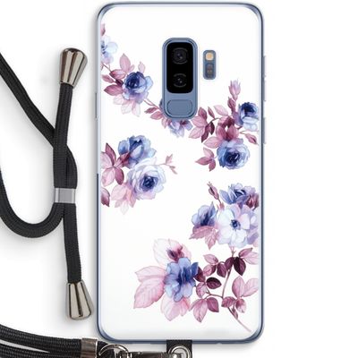 Waterverf bloemen: Samsung Galaxy S9 Plus Transparant Hoesje met koord
