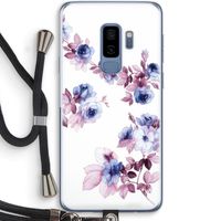 Waterverf bloemen: Samsung Galaxy S9 Plus Transparant Hoesje met koord