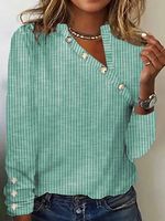 Buttoned Casual Asymmetrical Loose T-Shirt - thumbnail