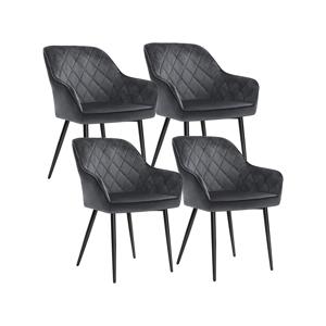 Eetkamerstoelen met armleuningen en fluwelen bekleding, Grijs / 4