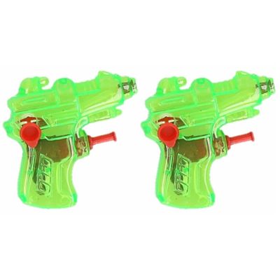 2x Stuks mini waterpistolen groen 7 cm