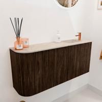 Toiletmeubel Mondiaz Joya Dlux | 91.6 cm | Meubelkleur Walnut | Faye wastafel Frappe Wasbak Rechts | 1 kraangat