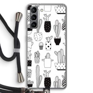 Cactusmotief: Samsung Galaxy S21 Transparant Hoesje met koord