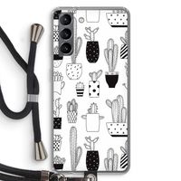 Cactusmotief: Samsung Galaxy S21 Transparant Hoesje met koord