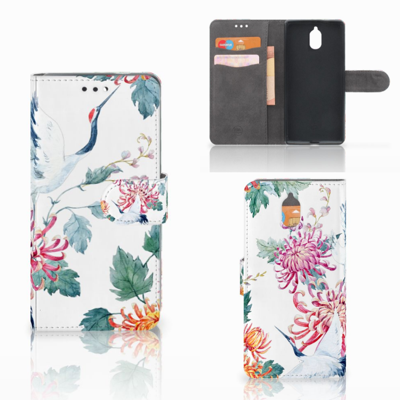 Nokia 3.1 (2018) | Telefoonhoesje | Met pasjeshouder | Bird Flowers