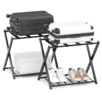(Set van 2 )Opvouwbaar Bagagerek Bagagerek met 2 Niveaus Stevig Metalen Bagagerek Stevige Nylon Riemen voor Slaapkamer Kledingkast
