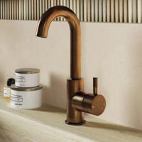 Wastafelkraan SaniClear Matrix Curved | Opbouw | Mengkraan | Hoog model | Verouderd messing