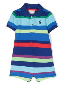 POLO RALPH LAUREN KIDS barboteuse rayée Polo Pony à logo brodé - Bleu