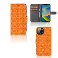 Apple iPhone 14 | Telefoon Hoesje | Batik Oranje | Portemonnee hoesje