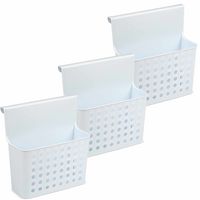 3x Badkamer/keuken hang opbergmandjes/organizers wit/lichtblauw 26 cm - thumbnail