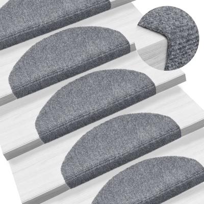 VidaXL Trapmatten zelfklevend 15 stuks 65x21x4 cm lichtgrijs halfrond groot