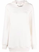 Philipp Plein robe-hoodie à col ornementé - Blanc