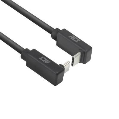 ACT AC7476 USB 3.0 Kabel | 10Gbps 60W USB Type-C® (haaks boven/beneden) naar USB Type-C® (haaks boven/beneden) | Zwart | 50 cm