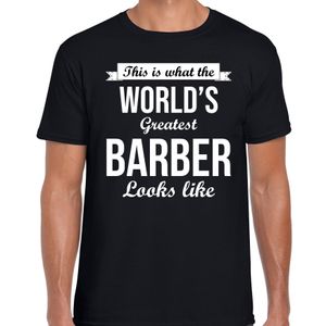 Worlds greatest barber t-shirt zwart heren - Werelds grootste kapper / haarstylist cadeau