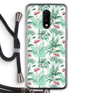 Flamingo bladeren: OnePlus 7 Transparant Hoesje met koord