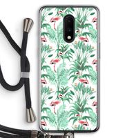 Flamingo bladeren: OnePlus 7 Transparant Hoesje met koord