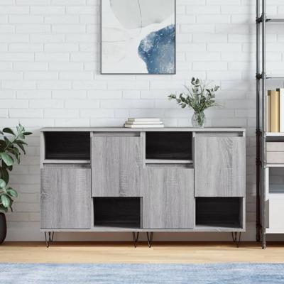 Dressoirs 2 st bewerkt hout grijs sonoma eikenkleurig