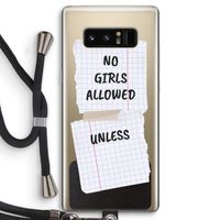 No Girls Allowed Unless: Samsung Galaxy Note 8 Transparant Hoesje met koord