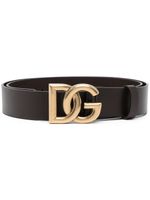 Dolce & Gabbana ceinture en cuir à boucle logo - Marron