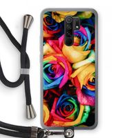 Neon bloemen: Xiaomi Redmi 9 Transparant Hoesje met koord