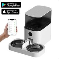 Pets Pride Automatische voerbak kat en hond – Voerautomaat 5L – Dubbele voederbak met WIFI app - RVS