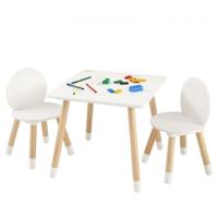 VEVOR kinderzitgroep kindertafel, 2 kinderstoelen 1 tafel kinderzitgroep van grenenhout, kindertafelset, stal kindermeubel zitje voor kinderen, meisjes, jongens, speelkamer kindermeubelset wit