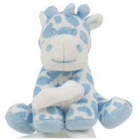 Suki Gifts pluche gevlekte giraffe knuffeldier - tuttel doekje - blauw/wit - 30 cm - Knuffeldoek - thumbnail