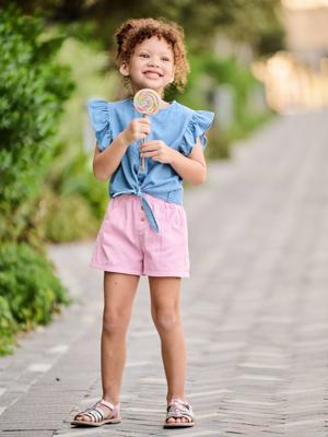 Gekleurde meisjesshort gemakkelijk aan te trekken zachtpaars