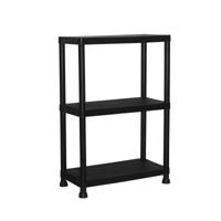 Marbueno - Rek 3 Planken - Kunststof Zwart - 61x31x91 cm - Tuin 10536