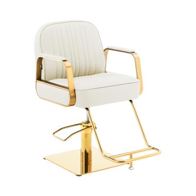 Kappersstoel met voetensteun - 560 - 730 mm - 200 kg - Crème/Goud