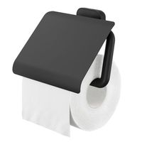 Tiger Carv toiletrolhouder met klep zwart - thumbnail