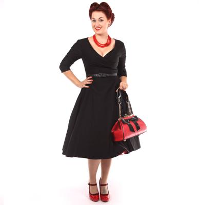 Erin Swing Dress Three Quarter Sleeves Black-S | 50% korting