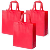 Draagtas/schoudertas/boodschappentas met hengsels - 4x stuks - rood - 35 x 40 x 15 cm - polyester