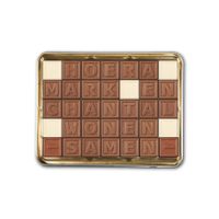 Chocotelegram met persoonlijke boodschap in cadeaublik - 35 letters - thumbnail