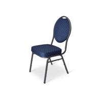 Stapelstoel Sidney stalen frame en foam rug en zitting Blauw met gouden puntjes