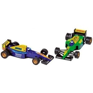 Raceauto speelgoed set van 2x stuks Formule 1 wagens 10 cm