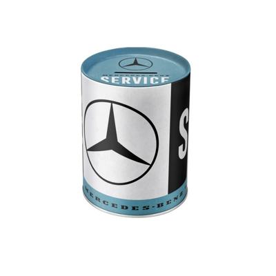 Mercedes Benz spaarpot - zwart/wit/blauw - 14 x 11 cm - spaarpotten - heren - vaderdag cadeau
