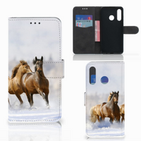 Huawei P30 Lite (2020) Telefoonhoesje met Pasjes Paarden - thumbnail