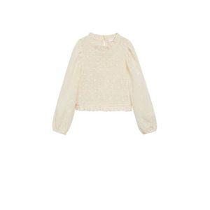 Mango Kids top met textuur naturel wit